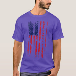Camiseta Bandeira Americana de Corrida de Arrasta Patriota 