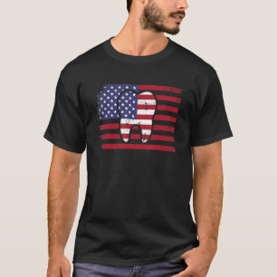Camiseta Bandeira Americana De Dentista Afastada 4 De Julho
