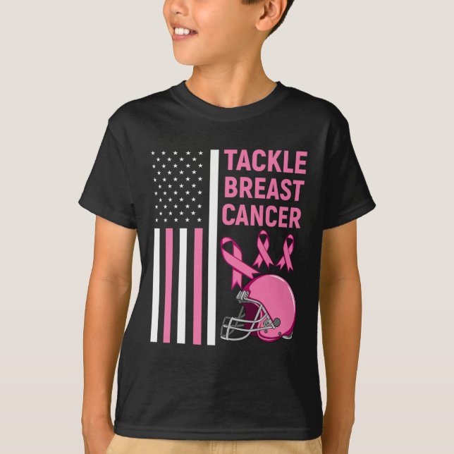 Camiseta Bandeira Americana de Futebol do Cancer da Mama (Frente)