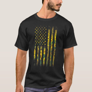 Camiseta Bandeira Americana de Girassol