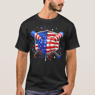 Camiseta Bandeira Americana de Gotejamento de Beisebol Para