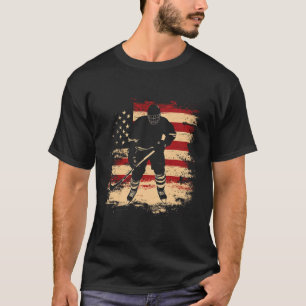 Camiseta Bandeira Americana de Hockey Distorcida Vintage EU