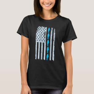 Camiseta Bandeira Americana de Pesca Peixe Antigo Patriota