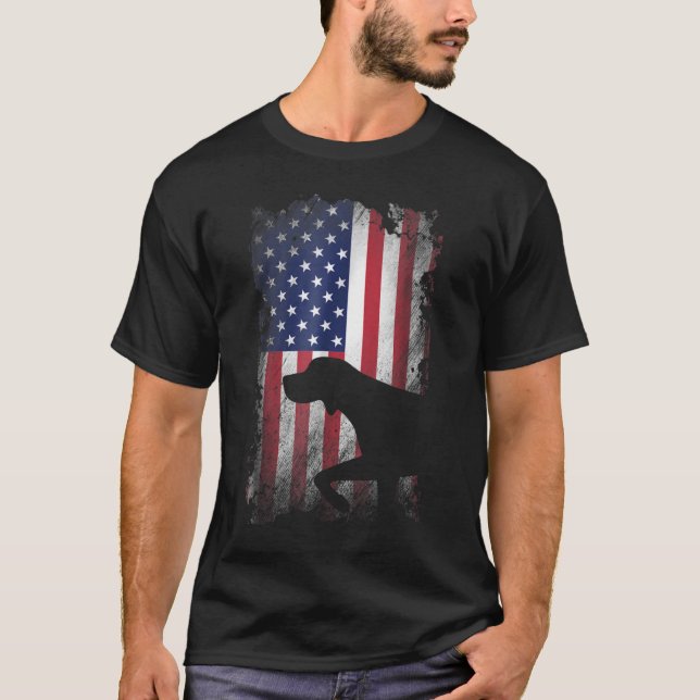 Camiseta Bandeira Americana de Ponteiro de Baixo-Cabeça Ale (Frente)
