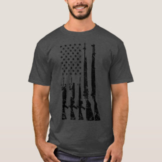 Camiseta Bandeira Americana de Rifles (Preto-Vestido) (2)