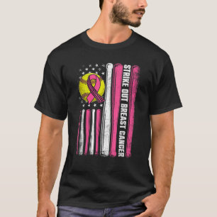 Camiseta Bandeira Americana de Softball em Cancer de Mama R