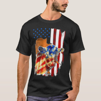 Camiseta Bandeira Americana De Vaca Heifer 4 De Julho De Fa