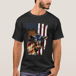 Camiseta Bandeira Americana De Vaca Heifer 4 De Julho De Fa