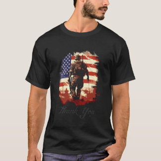 Camiseta Bandeira Americana de Veterano Militar Agradecimen