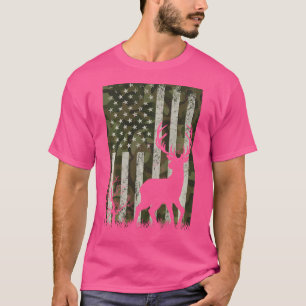 Camiseta Bandeira Americana Deer Elk Buck Camoflage caçando