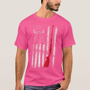 Camiseta Bandeira Americana Deer Hunter Skull Rifle
