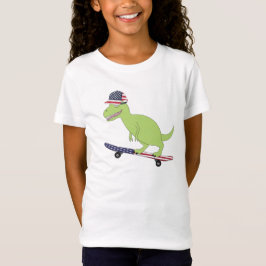 Camiseta Bandeira Americana Dinosaur Skateboard
