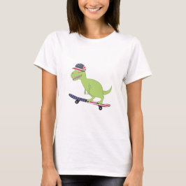 Camiseta Bandeira Americana Dinosaur Skateboard