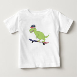 Camiseta Bandeira Americana Dinosaur Skateboard