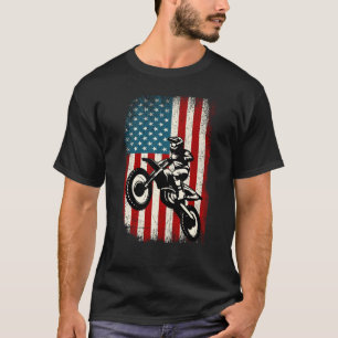 Camiseta Bandeira Americana Distante Vintage Dirt Bike Ride