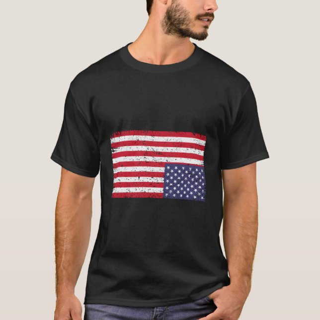 Camiseta Bandeira Americana Distorce-Se De Cabeça Para Baix (Frente)