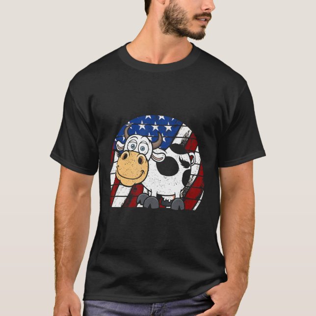 Camiseta Bandeira Americana Distressed Amor de Vaca (Frente)