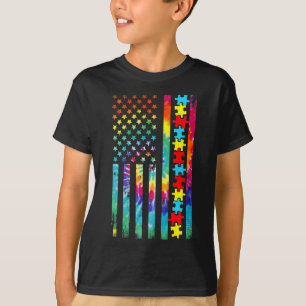 Camiseta Bandeira Americana do Autismo Tie Dye Conscientiza