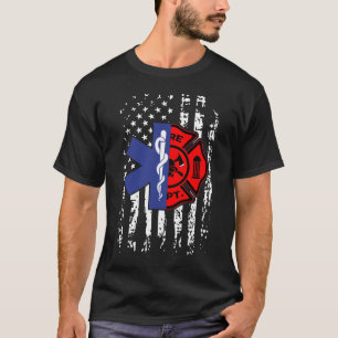 Camiseta Bandeira Americana do Bombeiro da EMT