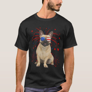 Camiseta Bandeira Americana do Buldogue Francês 4 De Julho