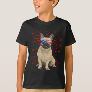 Camiseta Bandeira Americana do Buldogue Francês 4 De Julho