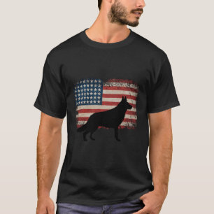 Camiseta Bandeira Americana do Cachorro german shepherd