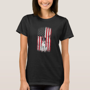 Camiseta Bandeira Americana do Cachorro Negro Alemão Fourt