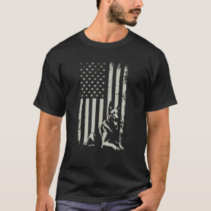 Camiseta Bandeira Americana do Cão German shepherd Patrióti