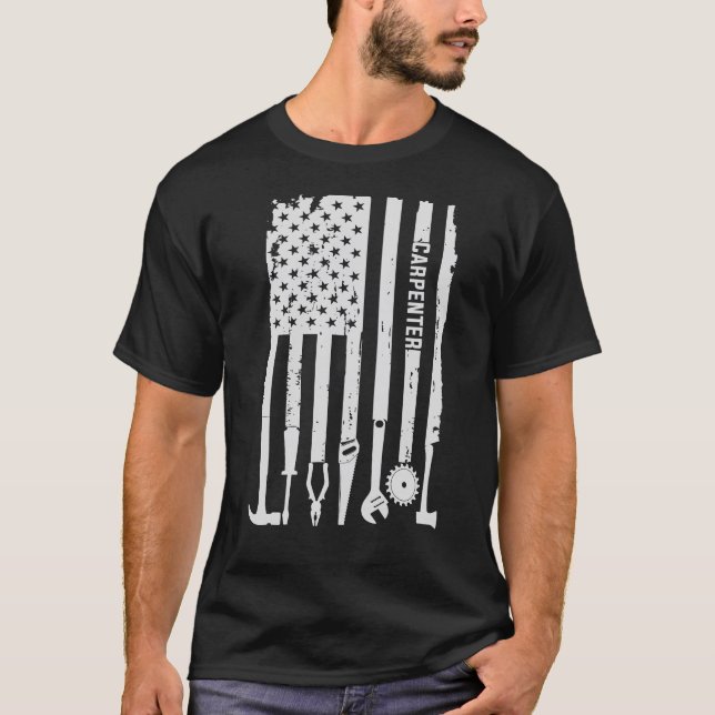 Camiseta Bandeira americana do carpinteiro do Woodworking (Frente)