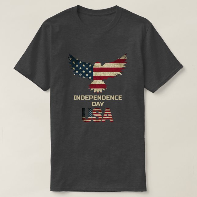 Camiseta bandeira americana do Dia da Independência da águi (Frente do Design)