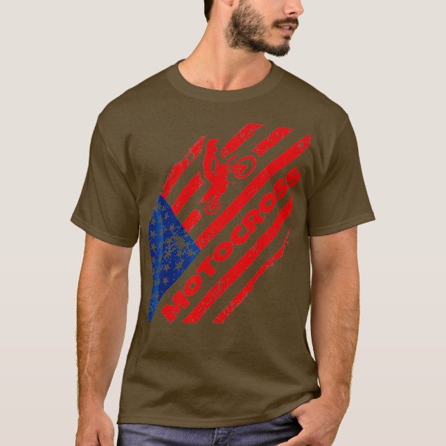 Camiseta Bandeira Americana do Dirt Bike (Frente)