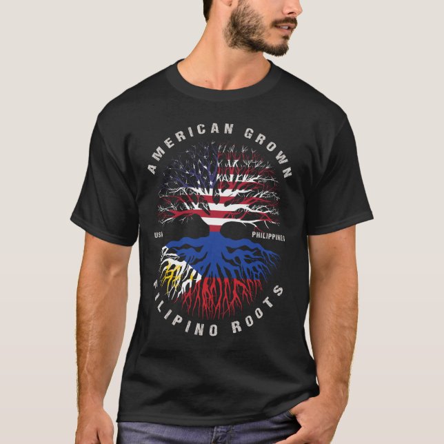 Camiseta Bandeira Americana do Filipino Roots Filipinas (Frente)