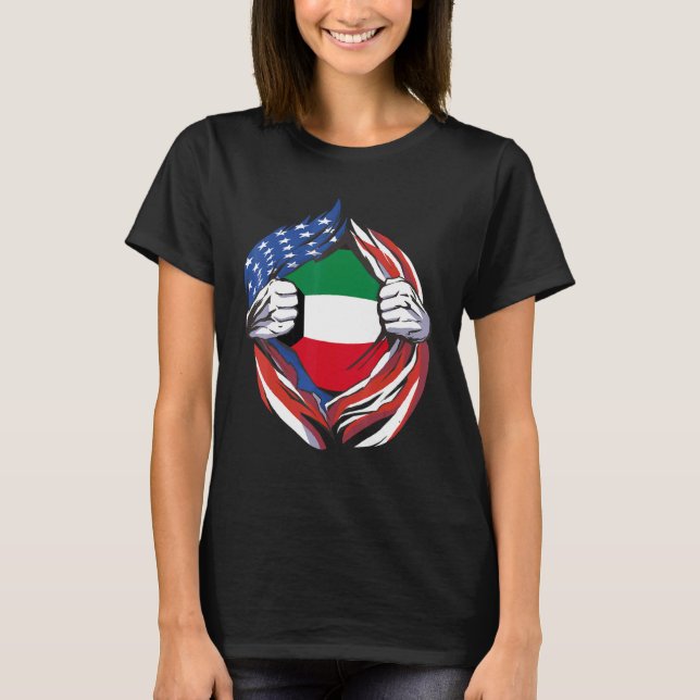 Camiseta Bandeira Americana Do Kuwait Orgulhosa De Minha He (Frente)