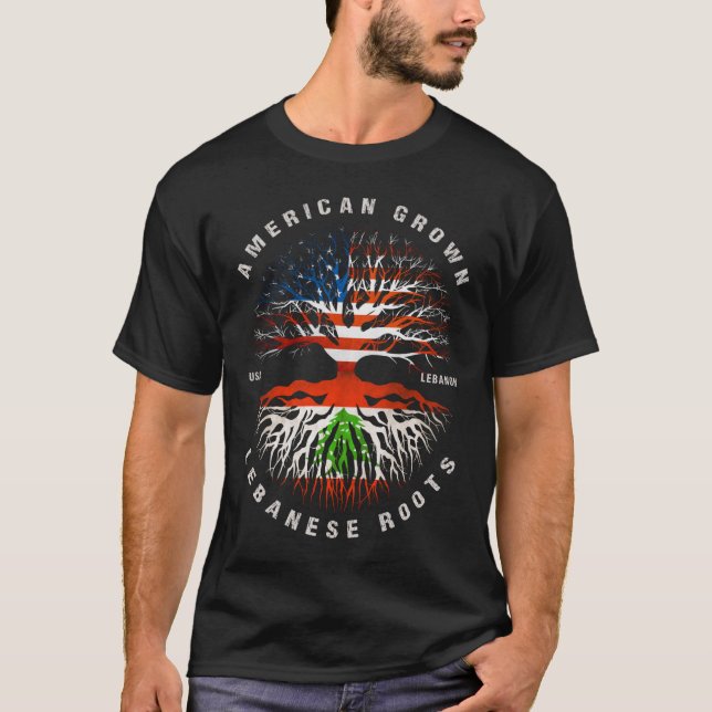 Camiseta Bandeira Americana do Líbano Cresce (Frente)