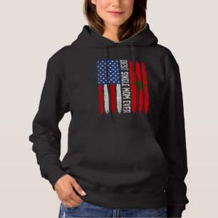 Camiseta Bandeira Americana do Marrocos Melhor Solteiro Mãe