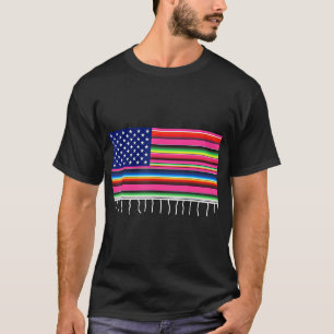 Camiseta Bandeira Americana do México Serape Cinco De Mayo