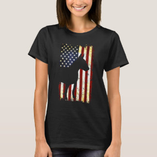Camiseta Bandeira Americana do Miniature Bull Terrier Silho