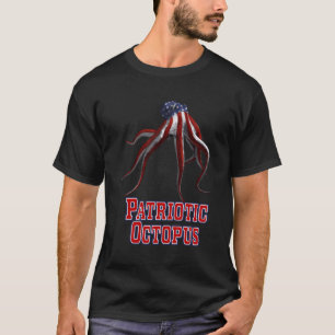 Camiseta Bandeira Americana do Octopus Engraçado