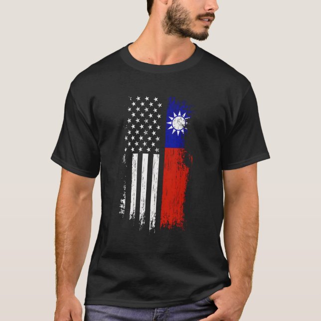 Camiseta Bandeira Americana do Orgulho Taiwan Usa (Frente)