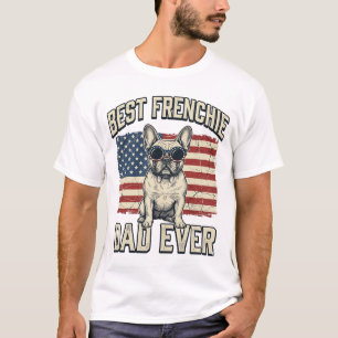 Camiseta Bandeira Americana do Papai Frenchie Vintage