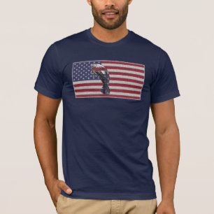 Camiseta Bandeira americana do peixe-boi em azuis marinhos