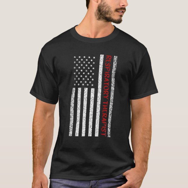 Camiseta Bandeira Americana Do Terapêutico Respiratório Dos (Frente)