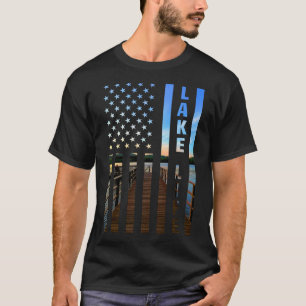 Camiseta Bandeira Americana Dock do Lago Sunset Power Boat