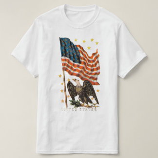 Camiseta Bandeira Americana dos Estados Unidos Estrelas Águ