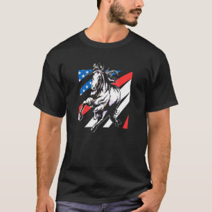 Camiseta Bandeira Americana Dos EUA Cavalgando Esporte Eque