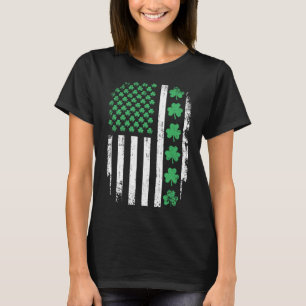 Camiseta Bandeira Americana Dos EUA Com Trevos Para O Dia D