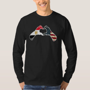 Camiseta Bandeira americana dos EUA egípcia  Coração egípci