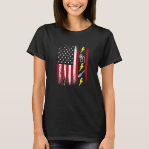 Camiseta Bandeira Americana dos EUA Eletricidade Eletrici