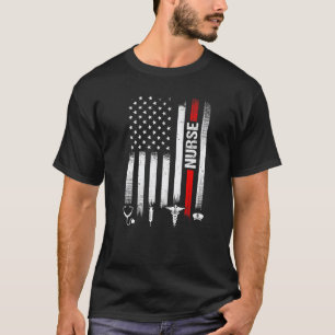 Camiseta Bandeira Americana dos EUA Enfermeira Estetoscópio