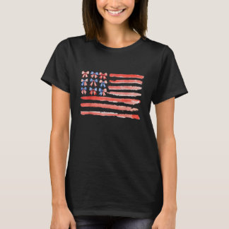 Camiseta Bandeira Americana dos EUA Laço Coquete 4 de Julho